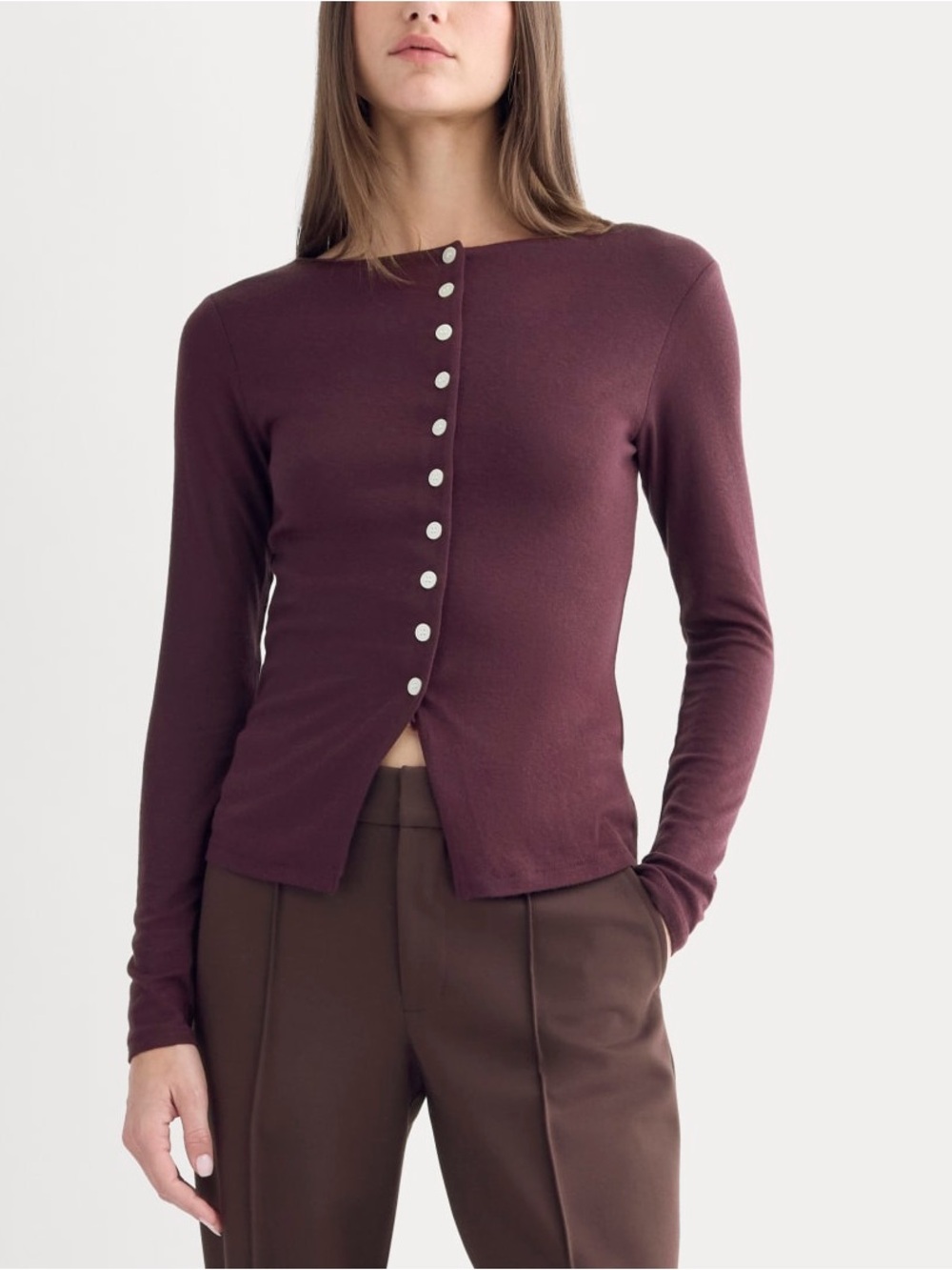 Everlane Button Up Top in Butterluxe deep plum Size S